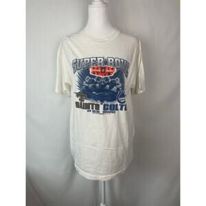 Super Bowl Saints Colts 100% Cotton White Sz M T-Shirt